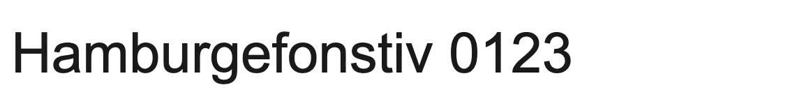 Arial: Hamburgefonstiv 0123, close to Helvetica in width and weight, with angled stroke endings on t and f