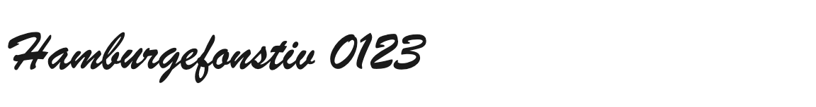 Brush Script MT: Hamburgefonstiv 0123 in a bold, slanted, casual brush script
