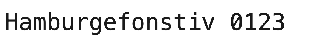Menlo: Hamburgefonstiv 0123 in a sturdy monospaced sans for code, with a slashed zero