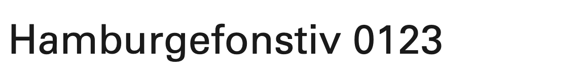 Univers: Hamburgefonstiv 0123 in a neo-grotesque sans, a little squarer and more even than Helvetica