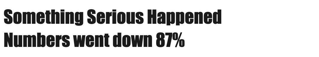 Impact: the message in very heavy, condensed capitals and lowercase, like a tabloid headline