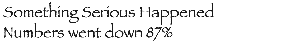 Papyrus: the message in rough, brush-like letters with tall ascenders and frayed edges