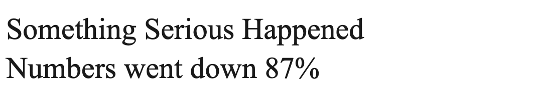 Times New Roman: Numbers went down 87%, with both digits at capital height on the baseline